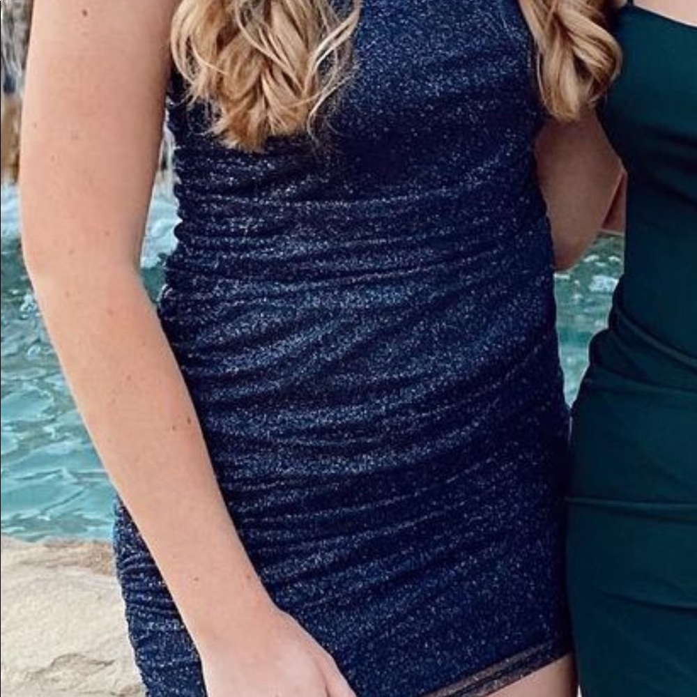 Blue sparkly mini dress